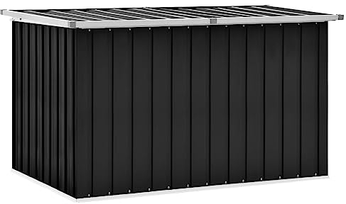 prissent Gartenbox 149x99x93 cm Gartenbox Metall Auflagenbox Metall Storage Boxes Sitztruhe mit Stauraum Gartenmöbel Metall aus Stahl Deckboxen Metall Gartenbox Groß Anthrazit