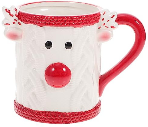 Hoement Weihnachtstasse Keramik Haushaltskaffeetasse Frühstückstasse Tasse Mit Weihnachtselchmuster Wasserbecher Milchbecher Teebecher Trinkbecher Geschenktasse