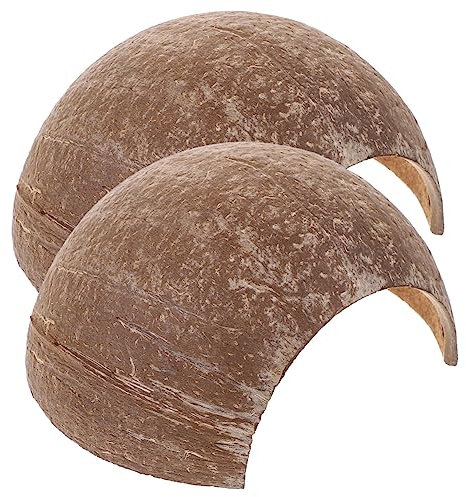 BESPORTBLE Einzigartige Reptilien-Dekoration 2 Stück Kokosnussschalen-höhle Für Eidechsen Schildkröten Tierheim Sonnenplattform