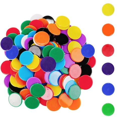 SKJAXF 200 Pcs Counters, Colourful Tokens, 6 Colors Counters For Maths, Not Transparent Tokens For Events, Plastic Counters Suitable For Children's Mathematical Counting Education