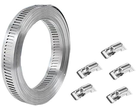 Collier Serrage En Acier Inoxydable Sangle Métallique Avec 5 Attaches Colliers Serrage Réglables À Grand Engrenage Pour Tube Conduit