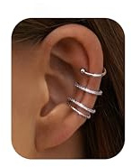 Finrezio 3/4 Stücke Ear Cuff Set für Damen Ohrklemme Silber Nicht Durchstochen 14 Karat Vergoldete Ear Cuff Silber Clip Ohrringe Ohne Ohrloch Ohrmanschette Knorpelohrringe Verstellbare Fake Ohrringe