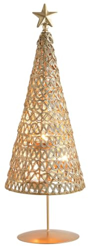 Weihnachtlicher Teelichthalter Miram modern aus Metall in Gold 47 cm
