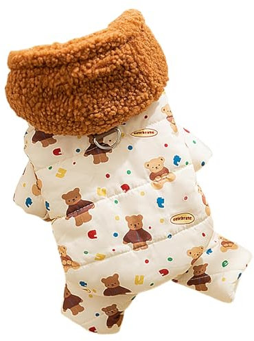 Hunde-Wintermantel | Warmer Katzenmantel, Welpenkleidung, weiche Hundejacke mit Kapuzen-Design – Winter-Hundejacke mit Traktionsschnalle, Welpenpullover für tägliche Spaziergänge, Outdoor