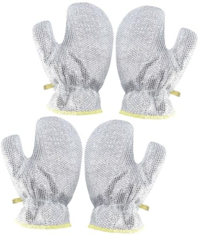 FRCOLOR 2pairs Heavy Duty Cleaning Gloves Wire Dishwashing Gloves Non Scratch Dish Cloths Dish Cleaning Pads for Food Prep