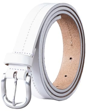 Kendal Women’s Full Grain Leather Belt – Classic Stitch Detail with Brass-Tone Buckle – Genuine Leather Waist Belt for Jeans, Dresses & Everyday Wear