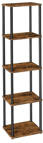 VASAGLE Superschnelle werkzeuglose Montage, Regal mit 5 Ebenen, Standregal, Aufbewahrungsregal, 23,8 x 38 x 139 cm, Wohnzimmer, Schlafzimmer, Küche, vintagebraun-tintenschwarz LLS135K01