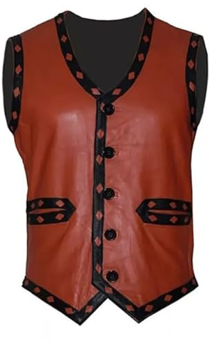 Leather Verse Gilet da uomo con teschio ricamato Stile Halloween Costume originale in pelle da motociclista Gangster Biker James Remar, M