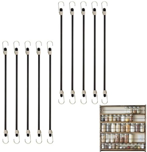 Tendeurs – Sangles d'arrimage robustes noires | Cordon élastique avec crochets, corde de fixation utilitaire pour camping, voyage, bagages, mini porte-engrenage, bandes de sécurité pour cargaison, kit