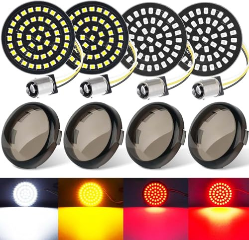 Benlari 2inch Turn Signals, 48LEDs Front Rear Turn Signals with 4 Smoked Lens Cover Fit for Harley Touring Road Glide Road King Street Glide Sportster Iron 883 Dyna Softail 1986-2024