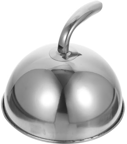 LAPYAPPE Stainless Steel Food Dome Cover 20cm Round Silver Food Protective Lid Heat Retaining Dustproof Meal Cover for Steak Cheese Melting Western Cuisine Kitchen Use