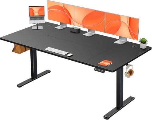 ErGear Scrivania elettrica regolabile in altezza, 160 x 80 cm, scrivania regolabile in altezza con 4 funzioni di memoria, tavolo da gioco con piano in quattro pezzi