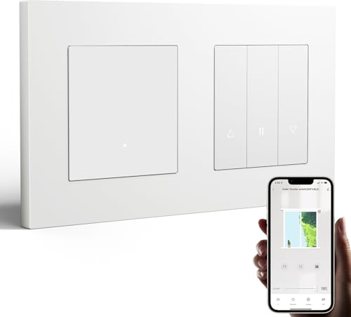 BSEED Smart strömbrytare med wifi-rullgardinsströmbrytare, smart persiennbrytare med PC-ram, kräver neutral guide, wifi-rullgardinstimer, kompatibel med Alexa/Google Home, enkel 1-vägs, vit
