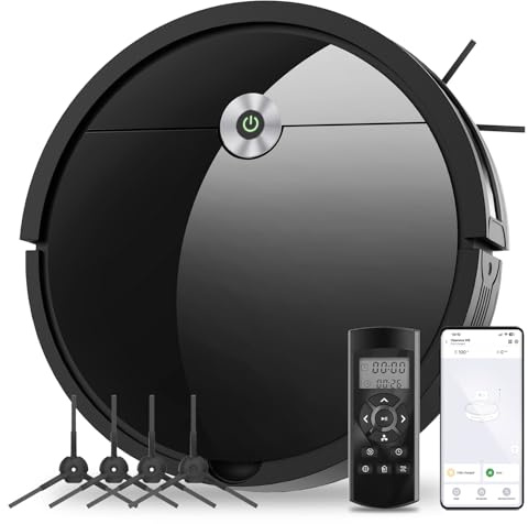 Vexilar Robot Vacuum Cleaner without Wiping Function, 2800 Pa Suction Power, 720ML Large Container, 140 Minutes Running Time, APP/Voice/Remote Control, Automatic Self-Charging, Ideal for Floors, Pet