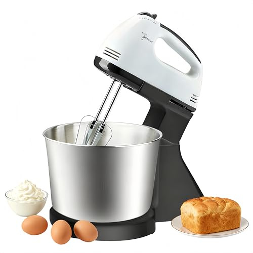 Electric Stand Mixer,Stand and Hand Mixer With 3QT Stainless Steel Bowl Adjustable Stainless Steel Egg Beater Cream Mixer for Baking, Cake, Cookie (Sliver)