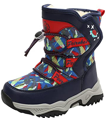Generisch Stivali da neve per bambini, imbottiti, in pile, invernali, caldi, con stampa elegante, con chiusura in , suola antiscivolo, a, 38 EU
