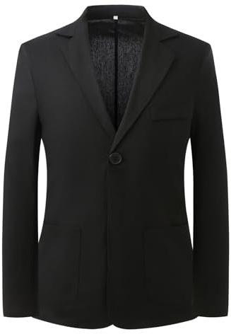 YFFUSHI Men's Casual Lightweight Blazer 1 Button Linen Sporty Suit Jacket,Black,M