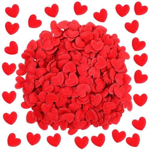 300 Pieces Felt Hearts Cutout, Valentine's Day Felt Hearts Decoration Stickers, Table Wedding Decoration Glitter Scatter Mini Heart Shapes Decorative Confetti for Wedding Supplies
