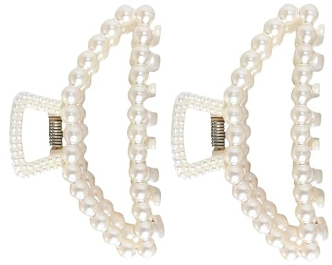 Haarklammern für dickes Haar, große Perlen, weiße Haarklammern für dickes Haar, Kunstperlen, neutrale Haarspangen, modisches Haar-Accessoire, Kopfbedeckung, Styling-Werkzeuge für Party, Hochzeit, 2