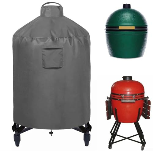 Funda para barbacoa redonda, con cordón y hebilla, impermeable, resistente a los rayos UV, de material Oxford, cubierta para barbacoa de carbón vegetal (210D 90 x 122 cm)