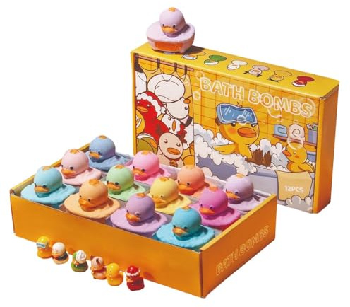 Badebomben | 12 Stück mit fröhlichen und zarten Enten - Duschschaum für Kinder, lustige Spiele, für Kinder und Mädchen Haus Bad Badewanne Pool Geburtstag Geschenke