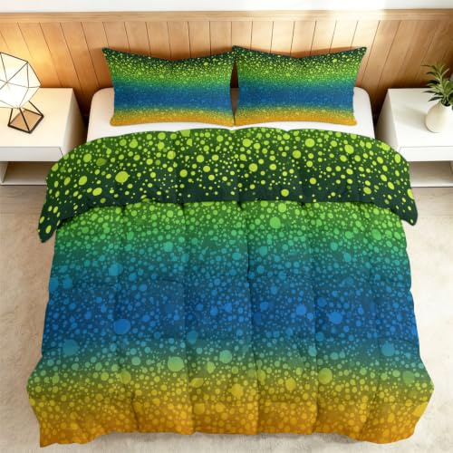 Täcke utan överdrag 155 x 220 cm 4 årstider, färgglad färggradient prickar vändbart täcke för barn flickor tonåringar, mjuk geometrisk prickig året runt täcke – tvättbar filt året runt