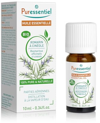 Puressentiel – Huile Essentielle Romarin à cinéole BIO – Contribue au confort respiratoire – 100% pure et naturelle – HEBDD – Rosmarinus officinalis cineoliferum – 10 ml