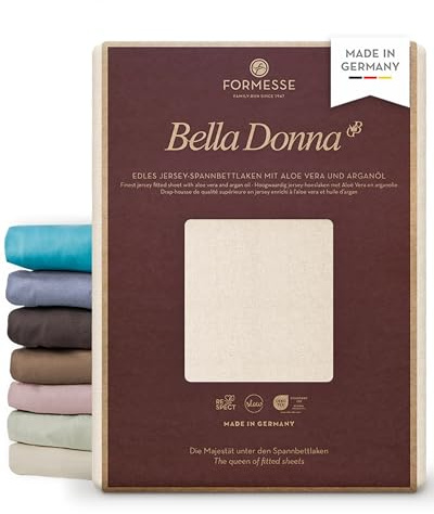 Bella Donna Jersey 140/200-160/220 0119 - leinen | FORMESSE Farbe Leinen; 140x190-160x220cm, bis 30cm; 97% Baumwollzwirn, 3% Elastan; Aloe vera&Arganöl, intensive Farben