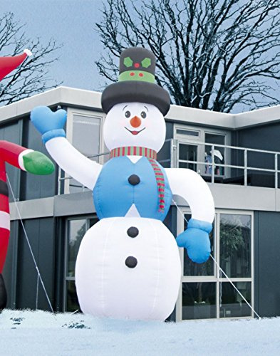 infactory Selbstaufblasender XXL-Schneemann mit LED-Innenbeleuchtung, 6 m, IP44
