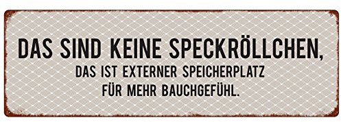 Interluxe Schild Metallschild Blech Das sind Keine Speckröllchen, das ist externer Speicherplatz für Mein Bauchgefühl Shabby Lustig Deko Frau