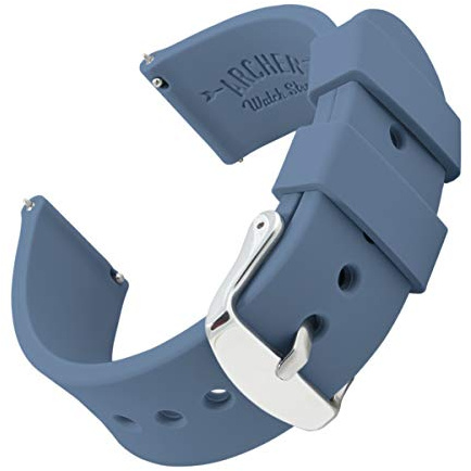 Archer Watch Straps - Uhrenarmbänder aus Silikon mit Schnellverschluss (Stahlblau, 18mm)