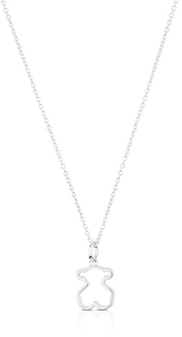 TOUS Collar de Plata de Primera Ley para Mujer con Colgante de Oso de 12 mm, 45 cm de Largo, Delicado y Elegante, Colección Galaxy