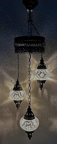 Samarkand - Lights Handgefertigte Orientalische Mosaiklampe Mosaik Glas Hänge Lampe Pendelleuchte Deckenleuchte Aussenleuchte Handarbeit Hängeleuchte Hängelampe Größe 2 / SILBER