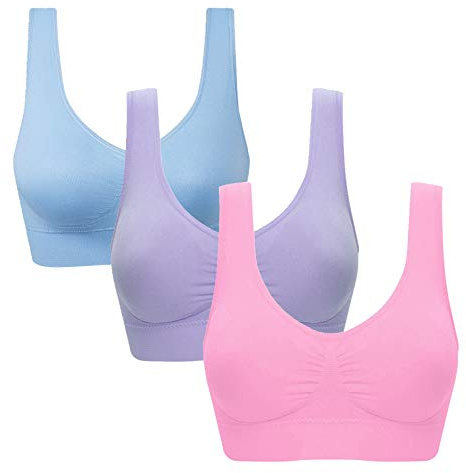 Vermilion Bird Women's Seamless Comfortable Sports Bra with Removable Pads 3 Pack XXL