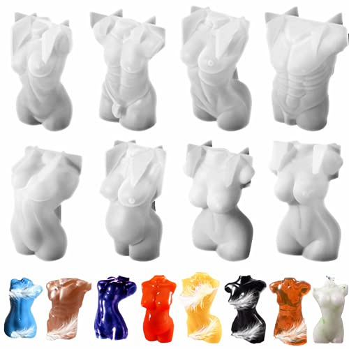 8 Stück menschliche Körperform Harz Formen 3D Sexy männlich und weiblich Modell Dekoration Silikonform DIY Seife Kerze Handwerk Kuchen Form Heimdekoration
