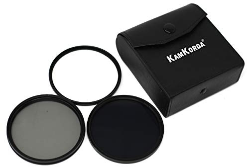 KamKorda Lens Filter Kit 46mm for Nikon, Canon and other branded DSLR Camera Lens 1x UV Filter / 1x Circular Polarizer Filter / 1x Neutral Density NDX8 Filter - Includes Storage Case Pouch