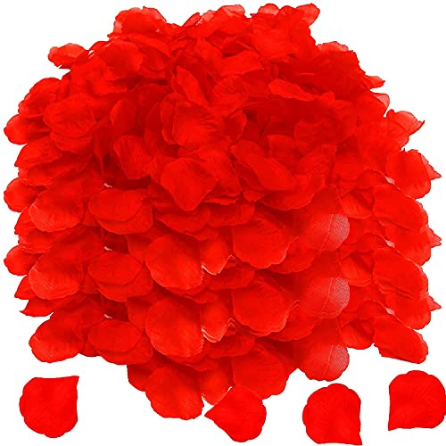 OWLKELA 5000 Stück Künstliche Blätter Für Rosen , Künstliche Rosenblätter Rot - Valentinstag, Jubiläen, Hochzeit, Geburtstag, Romantische Anlass Romantisch