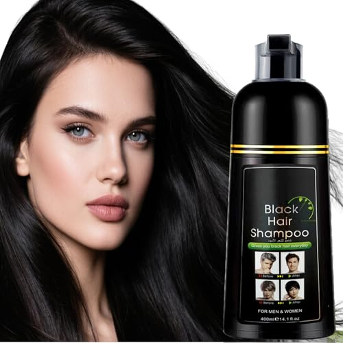 400ml Shampoo Colorante Donna Temporaneo per Capelli Neri con Ingredienti Naturali - Colore Istantaneo Fino A 30 Giorni, Semplice Da Usare, 3 In 1 Shampoo Colorante Uomo