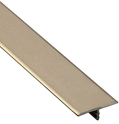 Dawafit Threshold Strip Caulk Strips for Wood to Floor/Vinyl or Tiled Floors, T Molding Threshold Transition Strip, Doorway Carpet Edge Trim, Easy Install/Gold