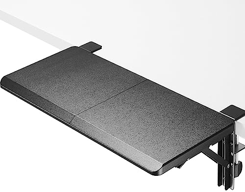 ETHU Ergonomics Desk Extender Tray, Large-Size Foldable Keyboard Tray Clamp On, Table Mount Desk Extender Shelf Armrest Support for Desk (Black)