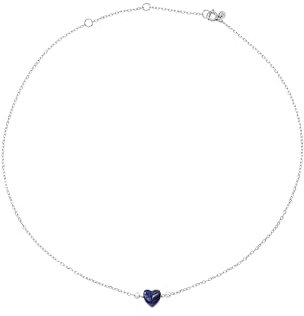 Breil, Collezione Candy, Collana Donna in Acciaio Lucido Effetto Specchio Colore Argento e Lapislazzulo a Forma di Cuore, Chiusura Regolabile, Collana con Cuore da 45 Cm