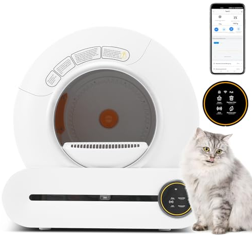 Merax 65L Selbstreinigende Katzenklo,Automatische Katzentoilette,Smart Katzenklong für mehrere Katzen, für viele Arten von Streu, Infrarotsensor,eliminiert Geruch,APP-gesteuert,sichere Kindersicherung