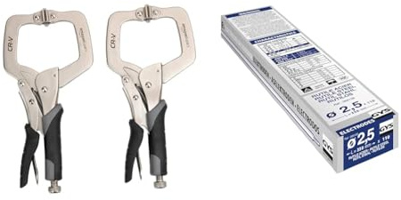 Amazon Basics Pince à étau soudage en métal - 28 cm, 11-Inch, Lot de 2, Noir/Argenté & Gys Welding Electrodes 085138 2,5 mm, Câble électrique