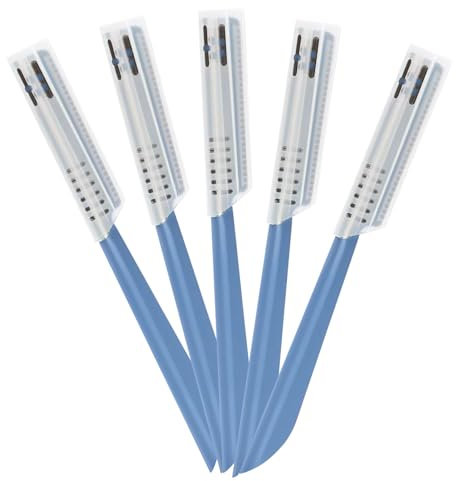 5 Pcs Beard Mustache Straight Edge Razors, Men's Edgers Trimmer Shaping Tool Eyebrow Shaper Facial Fuzz Remover Hair Shaver Stainless Steel Razor Replacement for Travel Grooming Styling