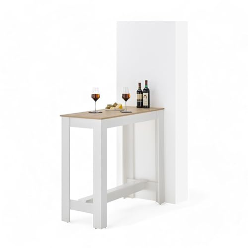 MODESTO Bartisch Artisan Eiche Optik / Weiß - Hochtisch 115 x 103 x 50 cm | Für Küche & Esszimmer, als Theke oder Stehtisch nutzbar, platzsparend, als Raumteiler geeignet