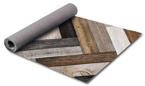 HomeLife Küchenteppich Waschbar rutschfest, PVC Vinylteppich 100% Made in Italy, Schützen Sie Ihre Böden mit dem Küchenläufer Waschbar rutschfest, HolzWunder - 52X240