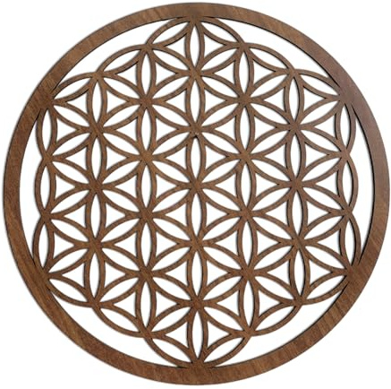 SENTOP HDF0168 Blume des Lebens aus Holz, Mandala-Wandkunst, Geschnitztes Bild an der Wand für den Innenraum, HolzKunst Dekor (Walnuss, 40 cm)