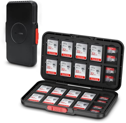Funda para tarjetas de memoria de estilo emergente, 60 ranuras para 20 tarjetas SD/SDHC/SDXC y 40 tarjetas Micro SD/SDHC/SDXC/TF, organizador delgado portátil con interior de espuma EVA | Para 20 tarjetas SD SDHC SDXC y 40 tarjetas Micro SD, SDHC, SDXC, TF, organizador delgado portátil con interior de espuma EVA