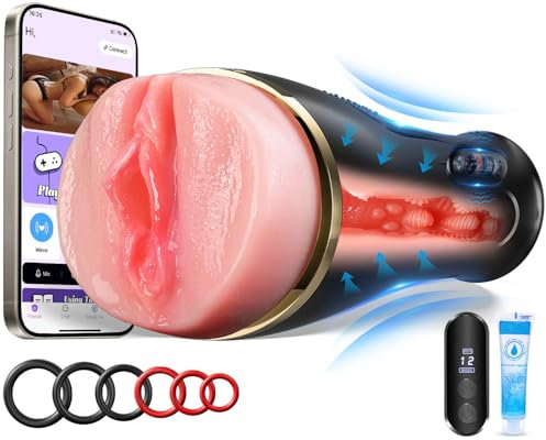 Elektrischer Masturbator Cup Sex Spielzeug für die Männer-7.5’Masturbieren für Männer mit App-Steuerung, Sex Spielzeug für die Männer solo mit 12 Vibrationsmodi, 3D Realistischer Vagina Pussy Sex toys