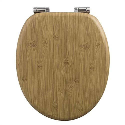 KUANGGE Toilettensitz aus Holz, WC-Sitz mit Absenkautomatik und starkem Scharnier, ideal für Standard-WC, Eiche